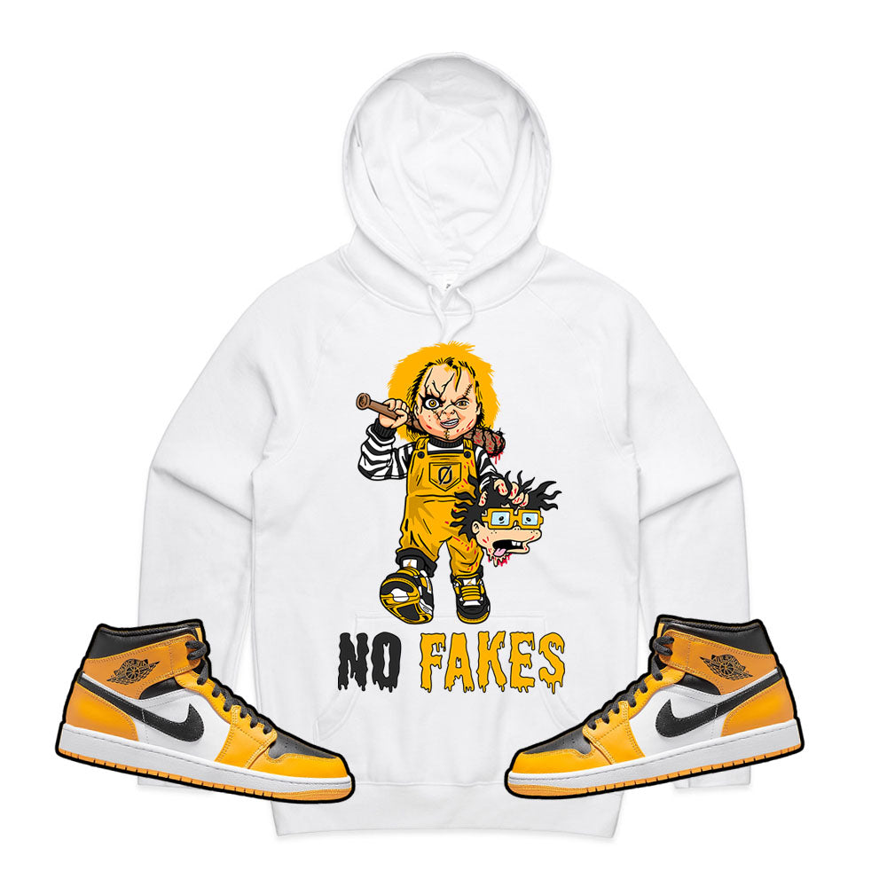 CHUCKY NO FAKES HOODIE-J1 MID TAXI TIE BACK