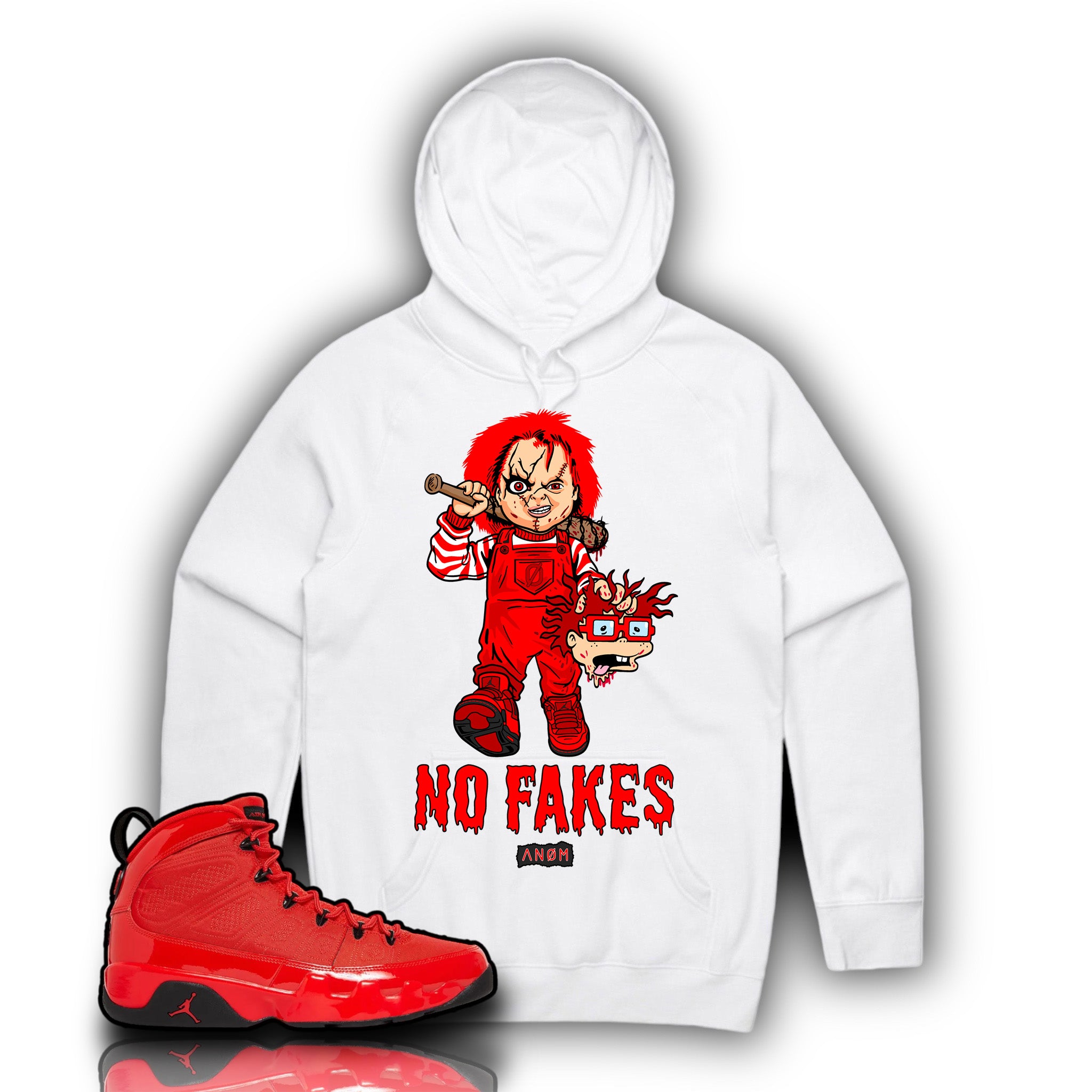 CHUCKY NO FAKES HOODIE-J9 CHILE RED TIE BACK