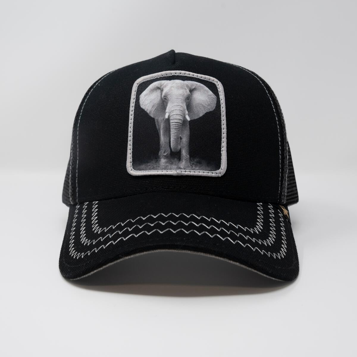 GOLD STAR -ELEPHANT TRUCKER HAT - BLACK