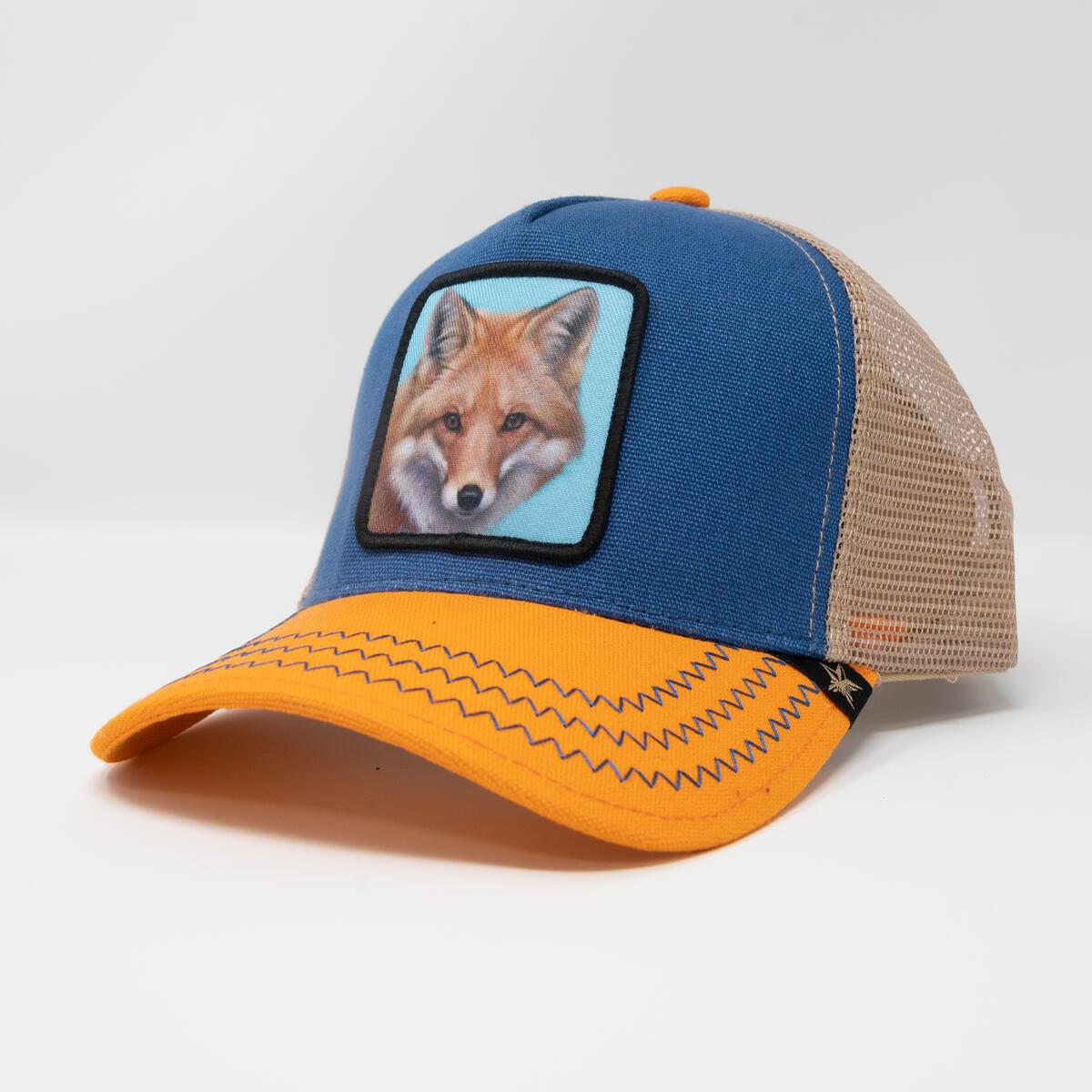 GOLD STAR - FOX TRUCKER HAT - BLUE/ORANGE/TAN