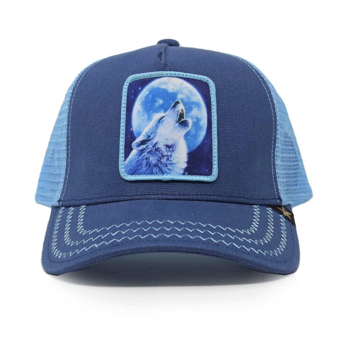 GOLD STAR- Wolf Baby Blue trucker hat