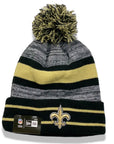 New Orleans Saints Hat NFL Cuffed Knit Striped Pom Winter Beanie Hat New Era NWT