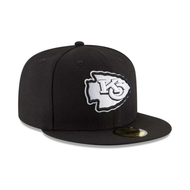 NEW ERA - KANSAS CITY CHIEFS BLACK & WHITE 59FIFTY FITTED - BLACK/GREY