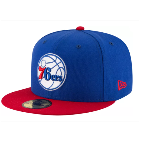New Era Men&#39;s Philadelpia 76ers 59Fifty Royal/Red Fitted Hat