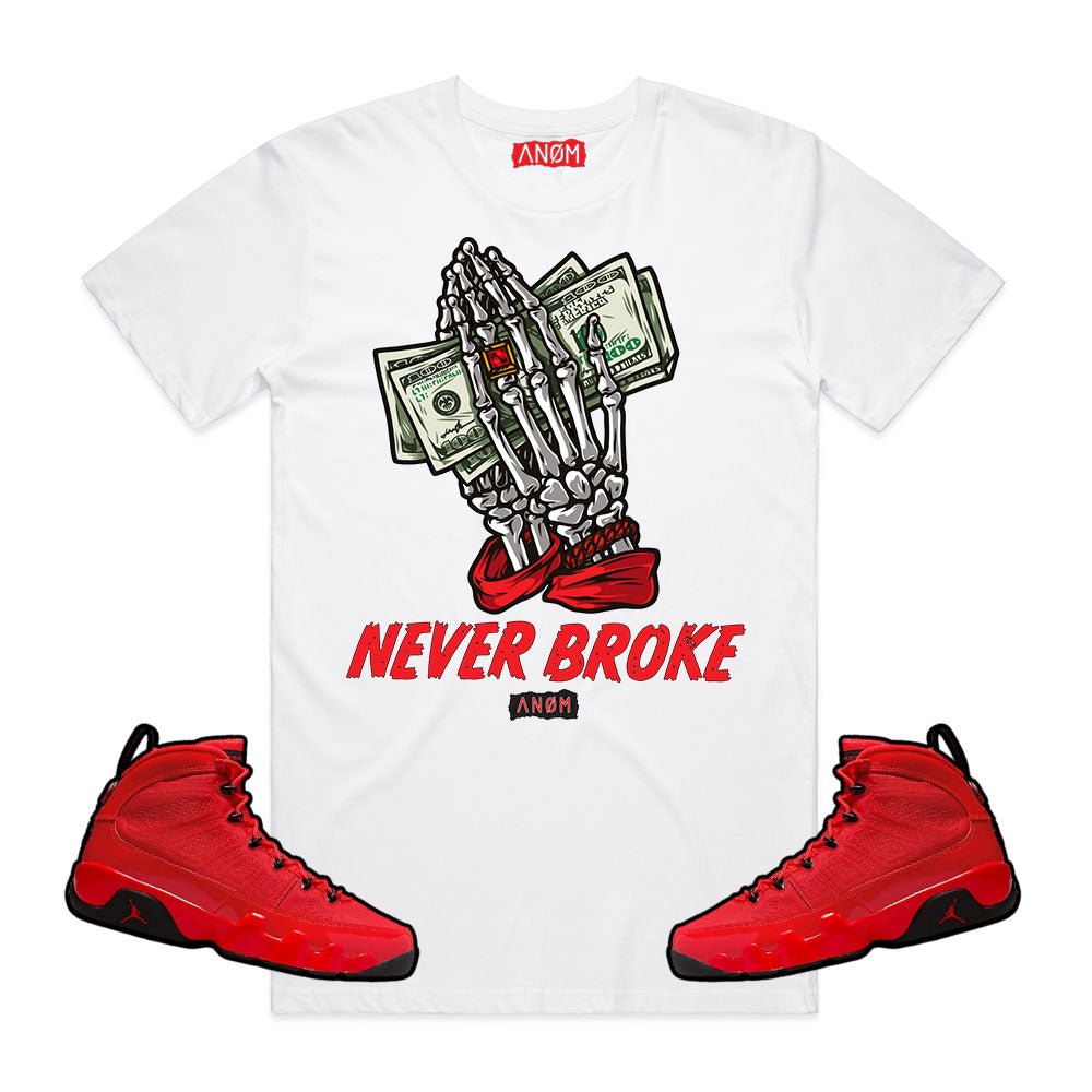 NEVER BROKE TEE-J9 CHILE RED TIE BACK
