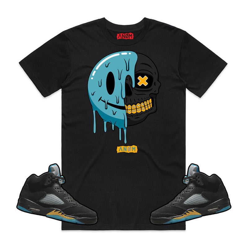 HALF & HALF TEE-J5 AQUA TIE BACK