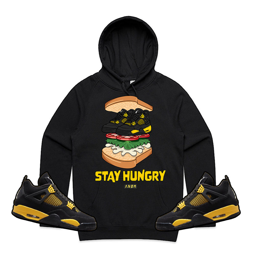 STAY HUNGRY HOODIE-J4 THUNDER TIE BACK