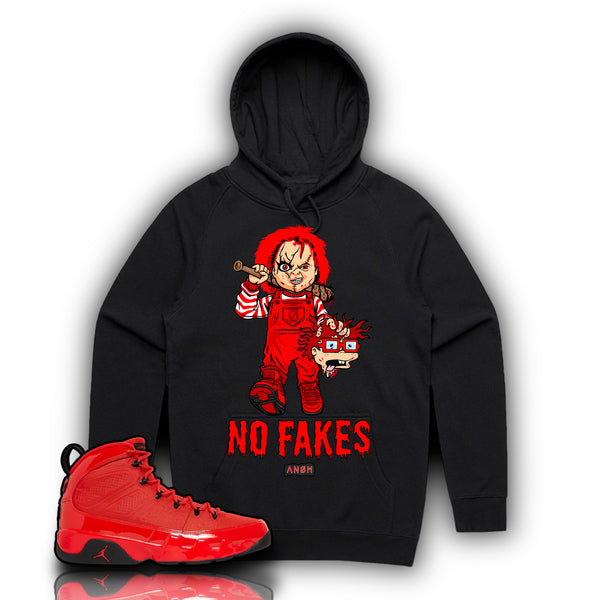 CHUCKY NO FAKES HOODIE-J9 RED CHILE TIE BACK