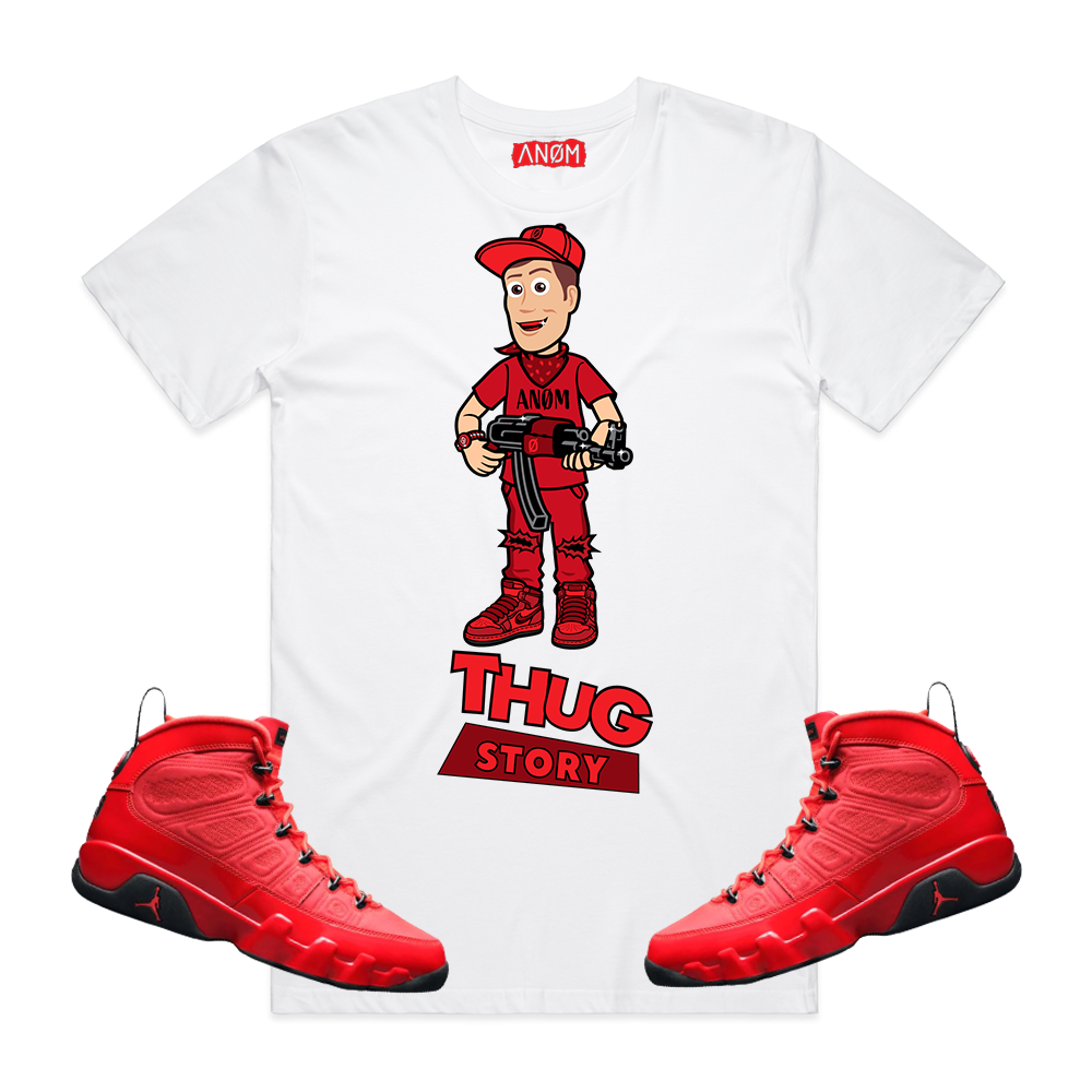 THUG STORY TEE-J9  CHILE RED TIE BACK