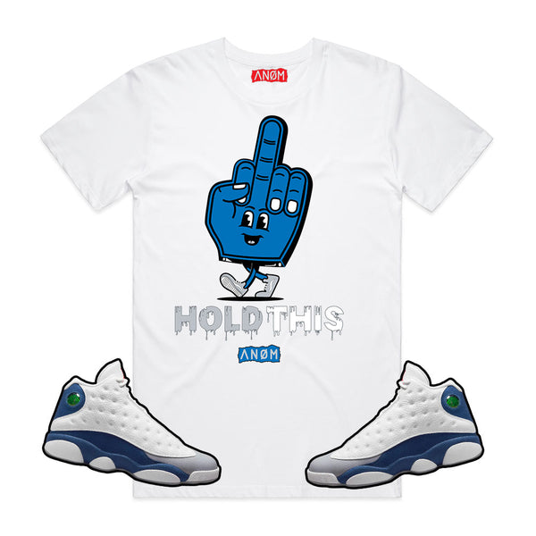 HOLD THIS TEE-J13 FRENCH BLUE TIE BACK