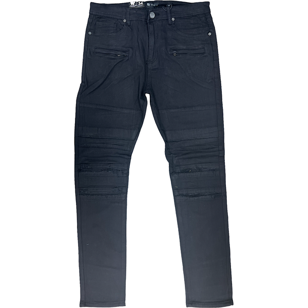 MENS WAIMEA STRAIGHT BLACK ZIPPER JEANS
