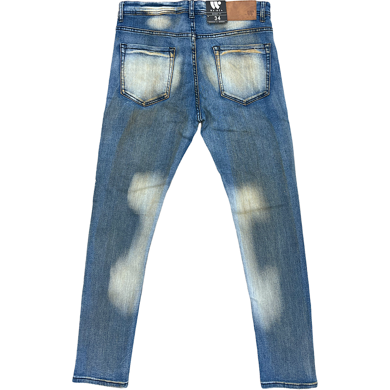 MENS WAIMEA BLEACH WASH RIPPED JEANS
