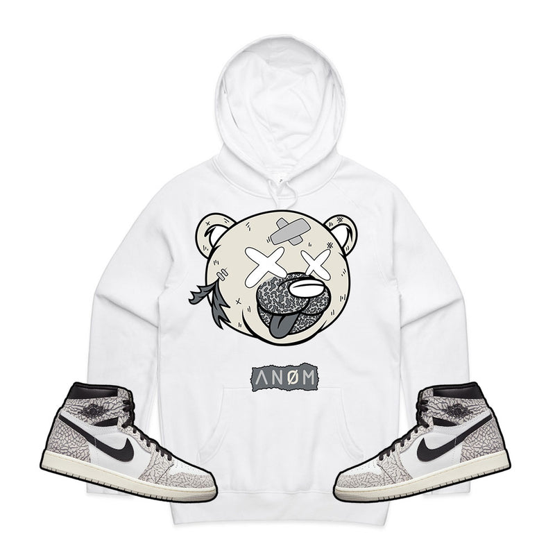 LIL TEDDY HOODIE-J1 OG WHT CEMENT TIE BACK