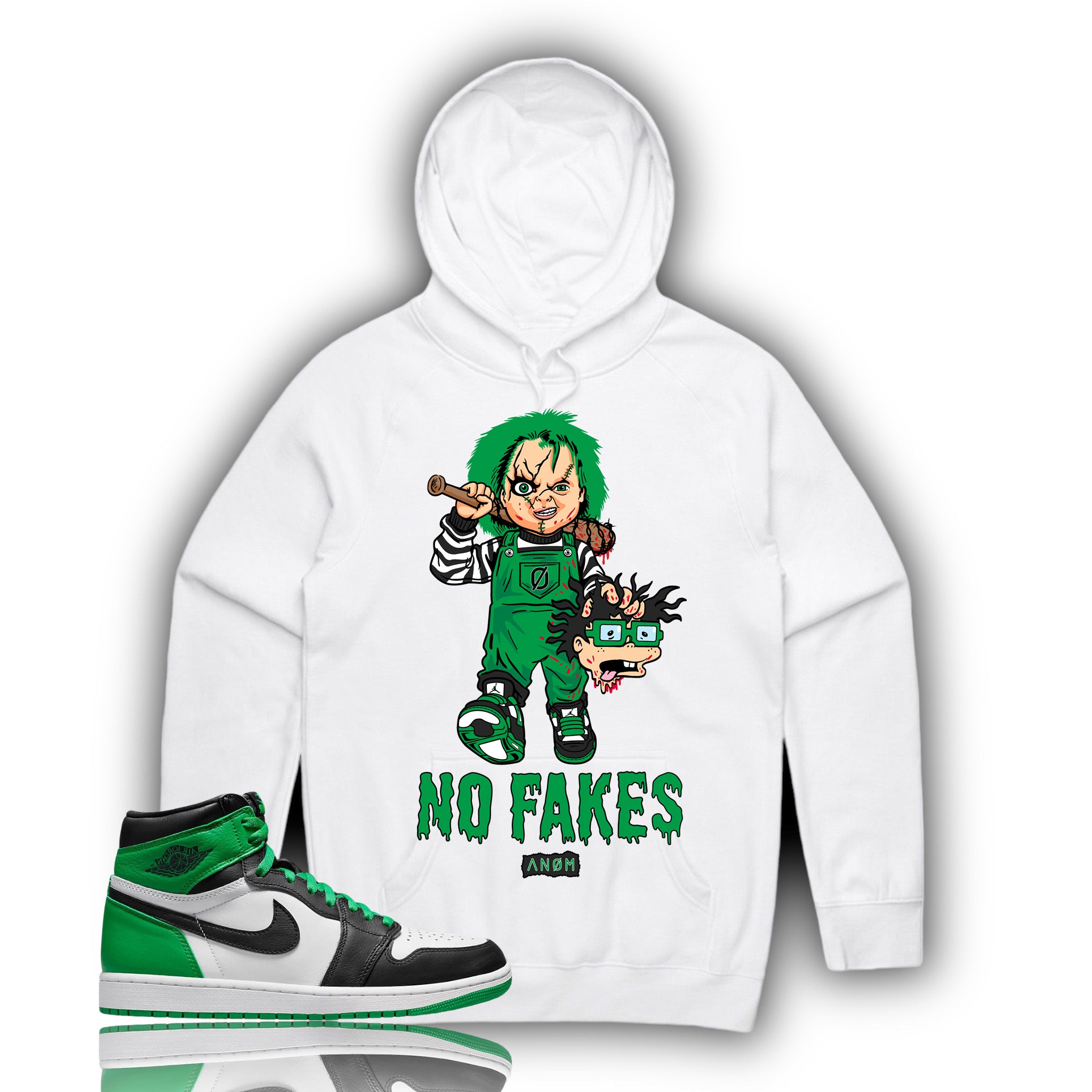 CHUCKY NO FAKES HOODIE-J1 LUCKY GREEN TIE BACK