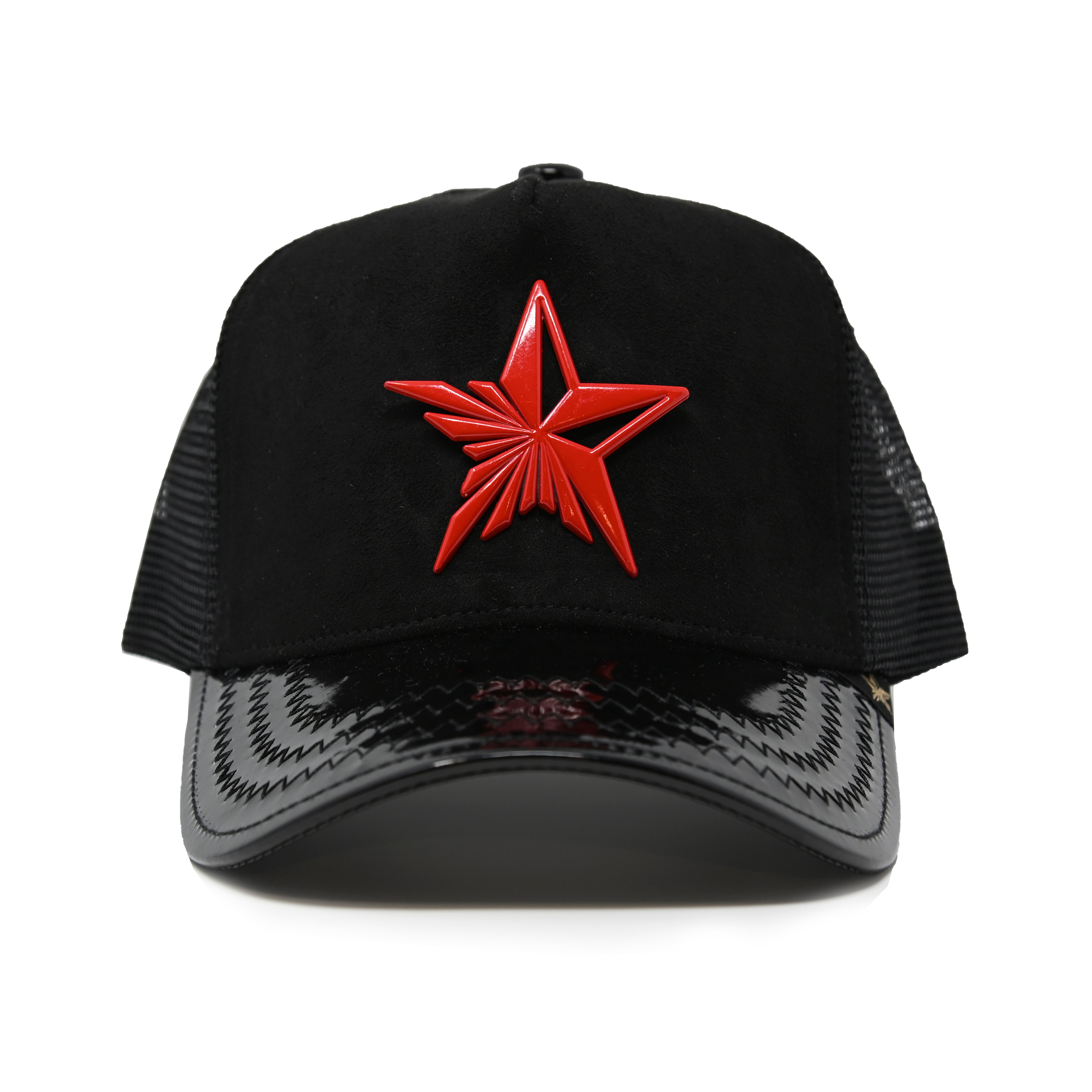 GOLD STAR - STAR RADIANCE TRUCKER HAT - BLACK/RED
