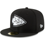 NEW ERA - KANSAS CITY CHIEFS BLACK & WHITE 59FIFTY FITTED - BLACK/GREY