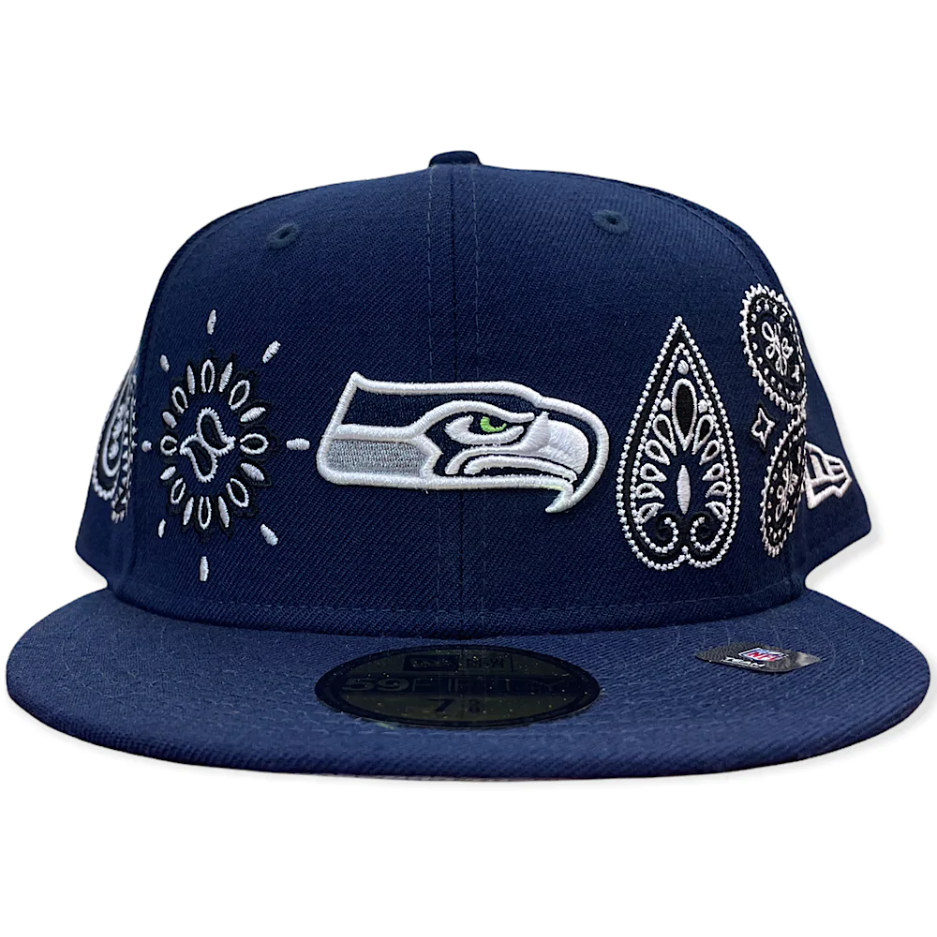 NEW ERA - MEN&#39;S  SEATTLE SEAHAWKS PAISLEY 59FIFTY FITTED - NAVY/GREY