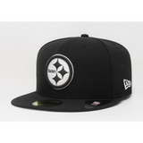 New Era - 59Fifty Men's Hat NFL Pittsburgh Steelers League Basic Black Fitted Cap - Black/Grey