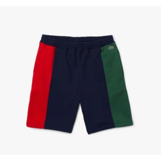 LACOSTE - MEN'S BRANDED COTTON FLEECE BLEND SHORTS