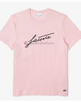 LACOSTE - Men's Signature And Crocodile Print Crew Neck Cotton T-Shirt