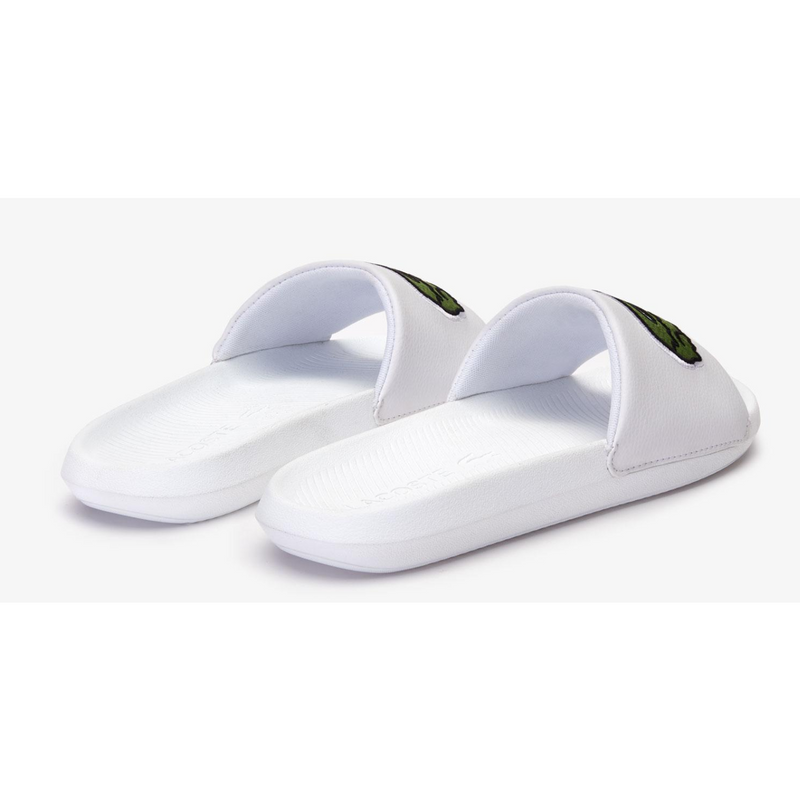 Lacoste Men's Croco Synthetic Slides - WHT/GRN