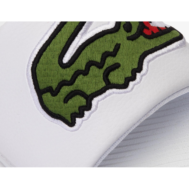 Lacoste Men's Croco Synthetic Slides - WHT/GRN
