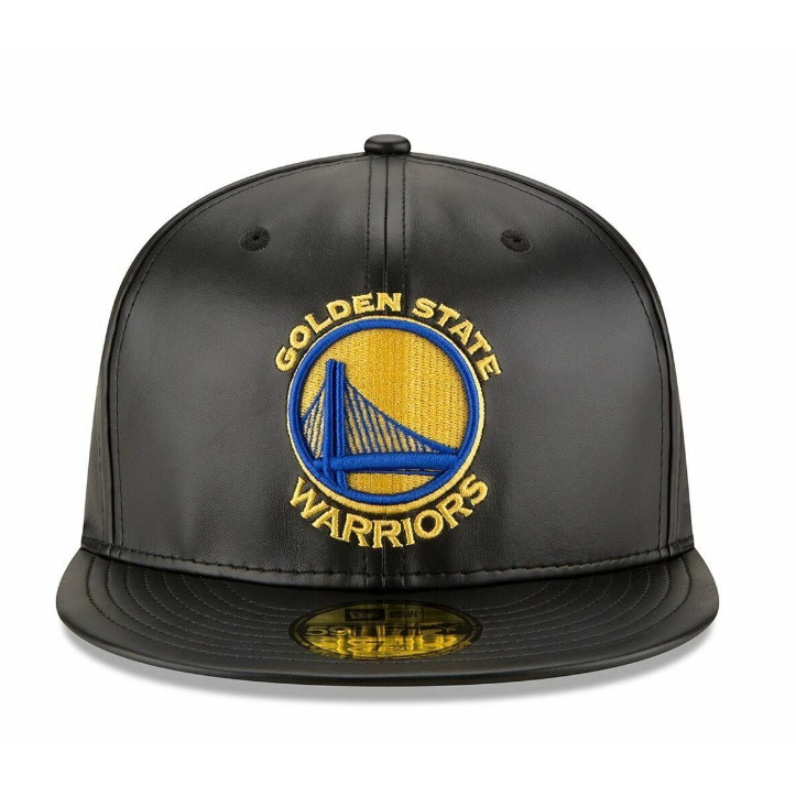 New Era - Men&#39;s NBA 59Fifty Faux Leather Fitted Golden State Warriors - Black