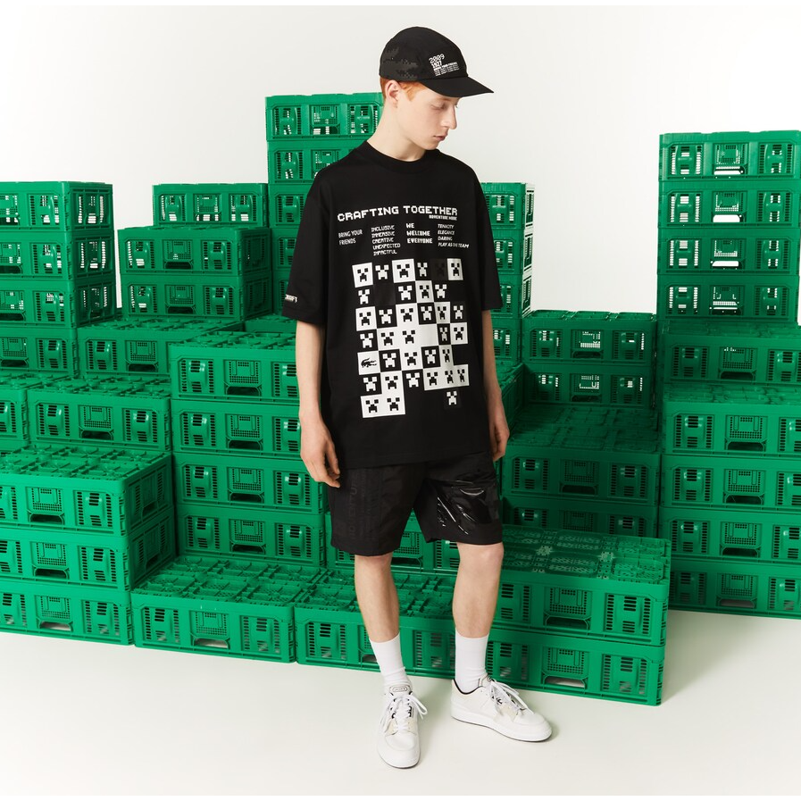 Lacoste - Men&#39;s  L!VE Collab Minecraft Loose Fit Organic Cotton T-Shirt