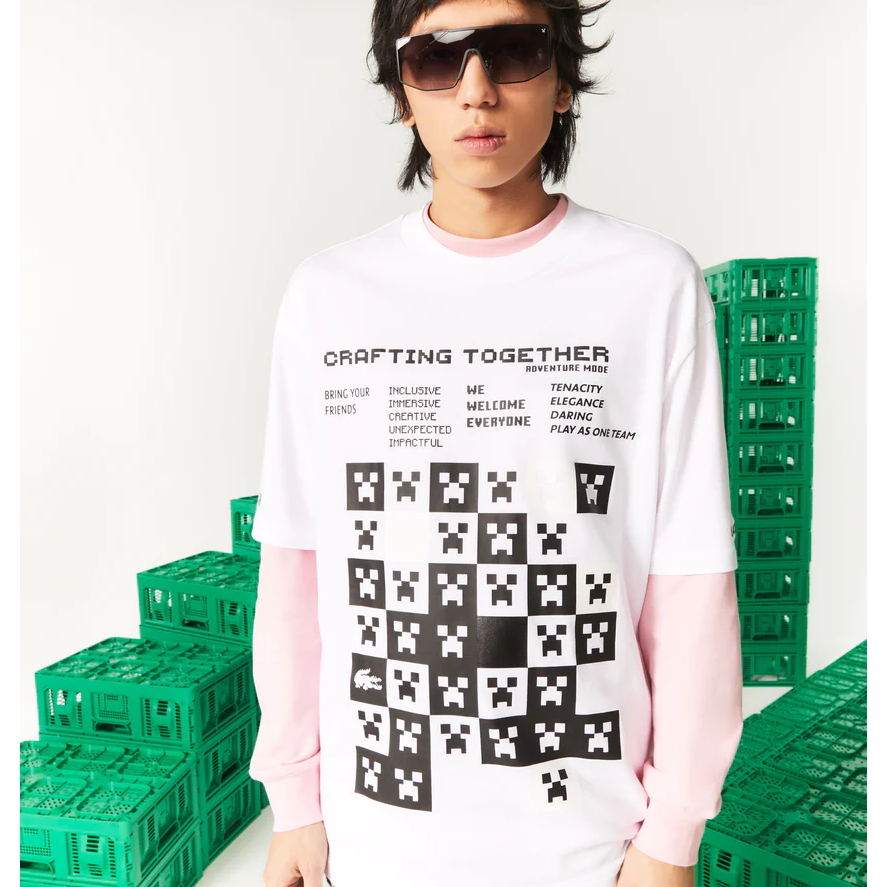 Lacoste - Men&#39;s  L!VE Collab Minecraft Loose Fit Organic Cotton T-Shirt